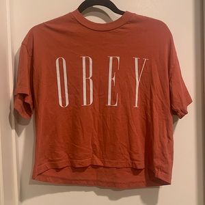 Obey size extra small dark peachy orange short sleeve t-shirt